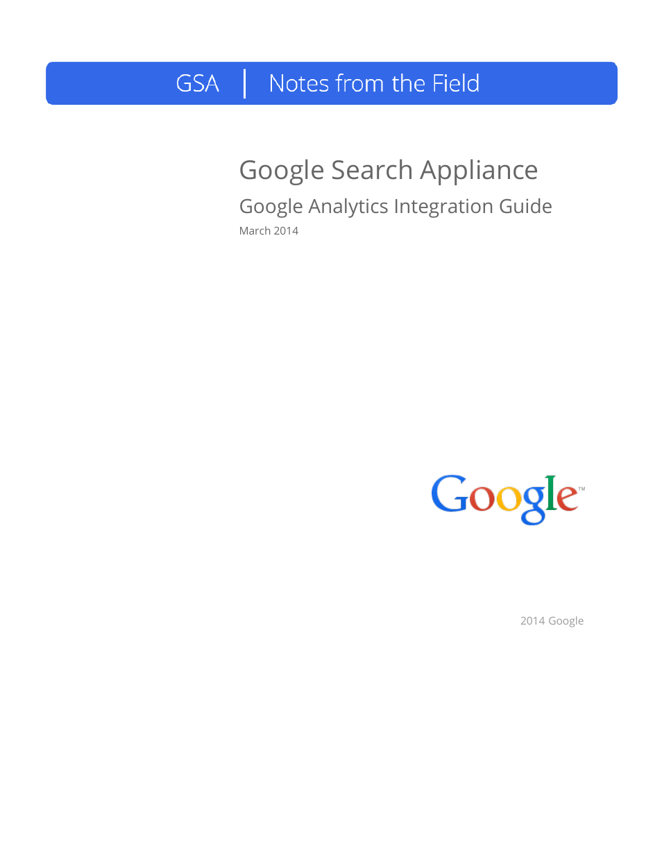 Google Search Appliance Analytics Integration Guide User Manual | 20 pages