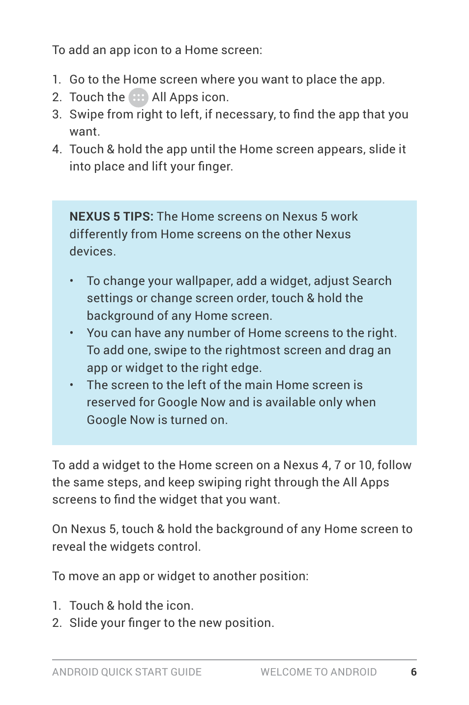 Google ANDROID Quick Start Guide (4.4, KitKat) User Manual | Page 10 / 54