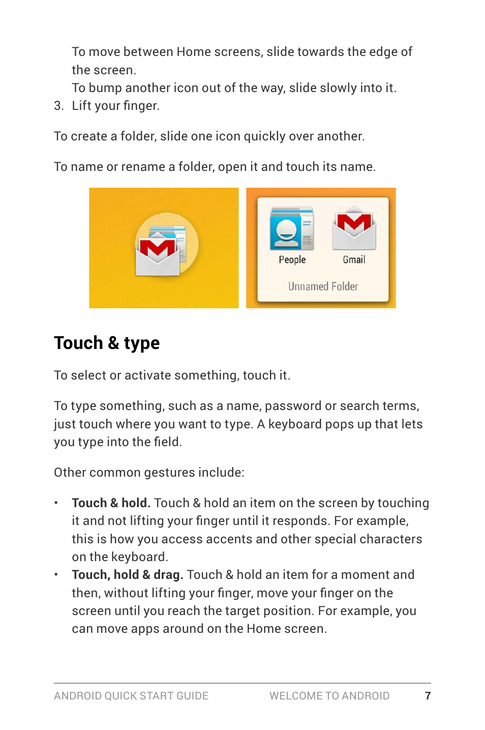 Touch & type | Google ANDROID Quick Start Guide (4.4, KitKat) User Manual | Page 11 / 54