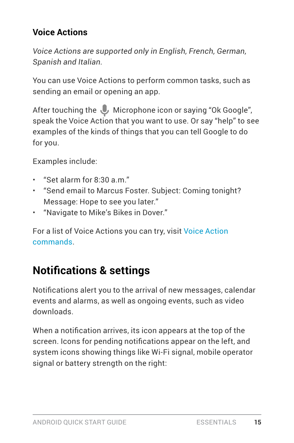 Notifications & settings | Google ANDROID Quick Start Guide (4.4, KitKat) User Manual | Page 19 / 54