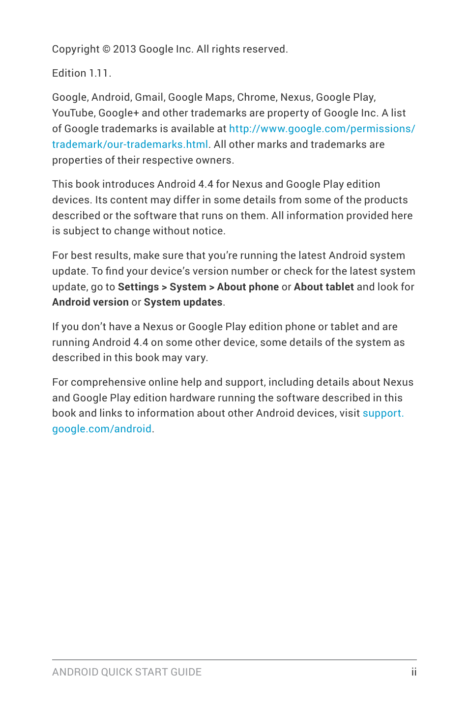 Google ANDROID Quick Start Guide (4.4, KitKat) User Manual | Page 2 / 54