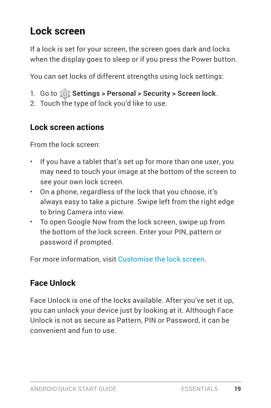 Lock screen | Google ANDROID Quick Start Guide (4.4, KitKat) User Manual | Page 23 / 54