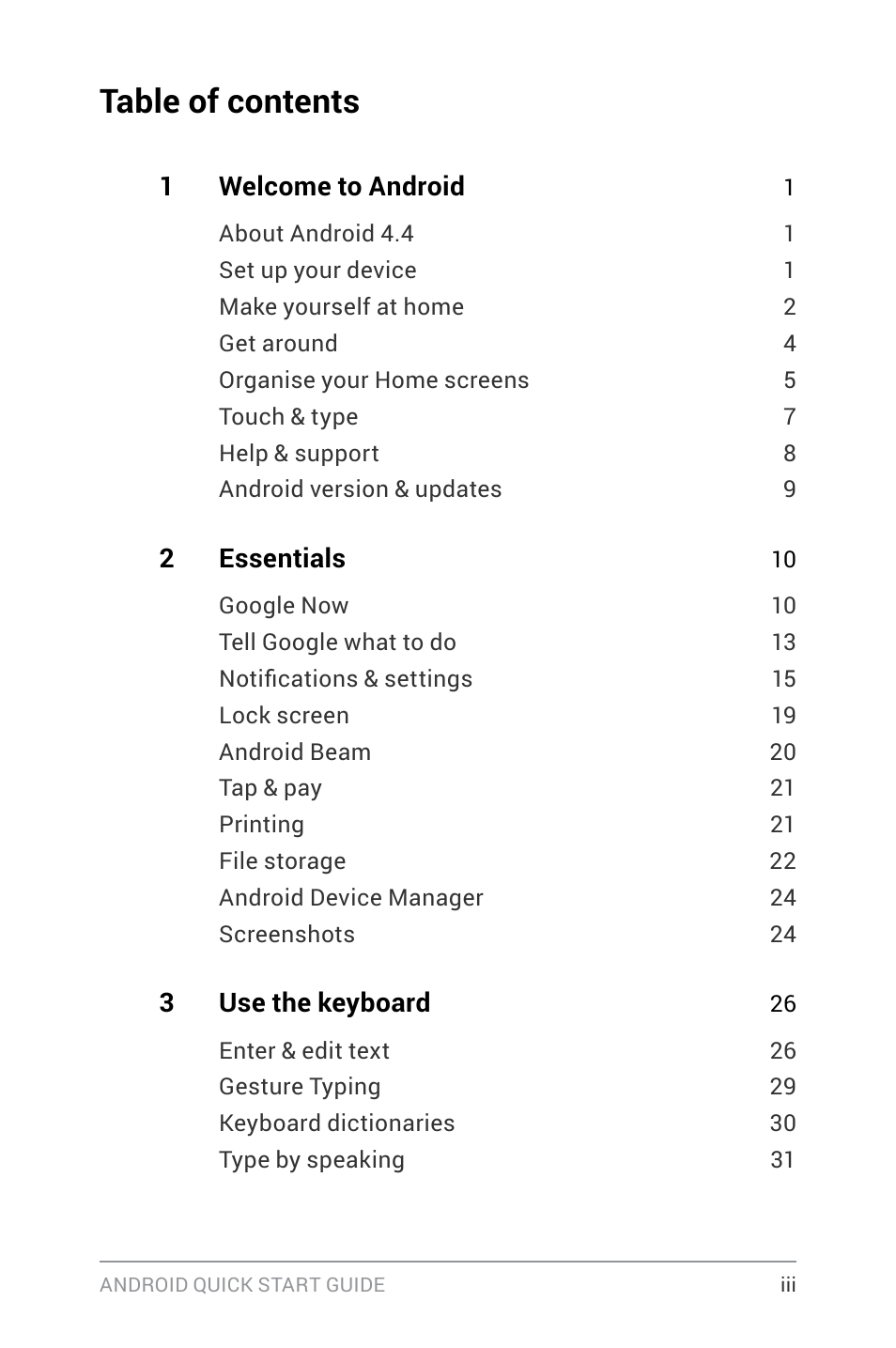 Google ANDROID Quick Start Guide (4.4, KitKat) User Manual | Page 3 / 54