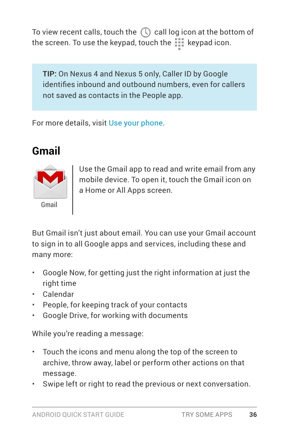 Gmail, Gmail 36 | Google ANDROID Quick Start Guide (4.4, KitKat) User Manual | Page 40 / 54