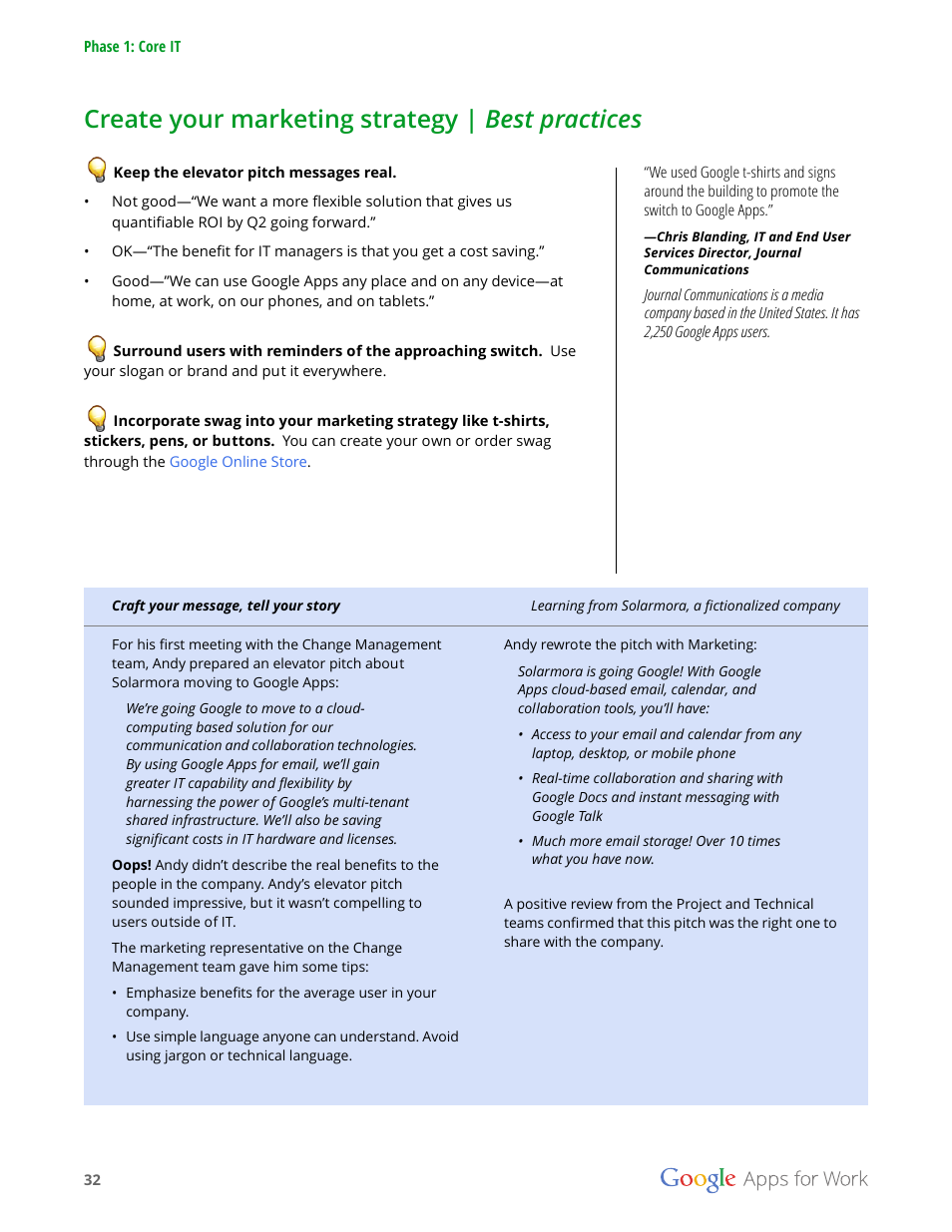 Create your marketing strategy | best practices | Google Apps for Work User Manual | Page 32 / 120