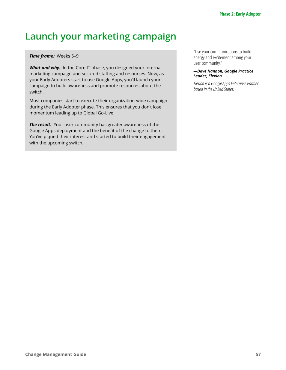 Launch your marketing campaign | Google Apps for Work User Manual | Page 57 / 120