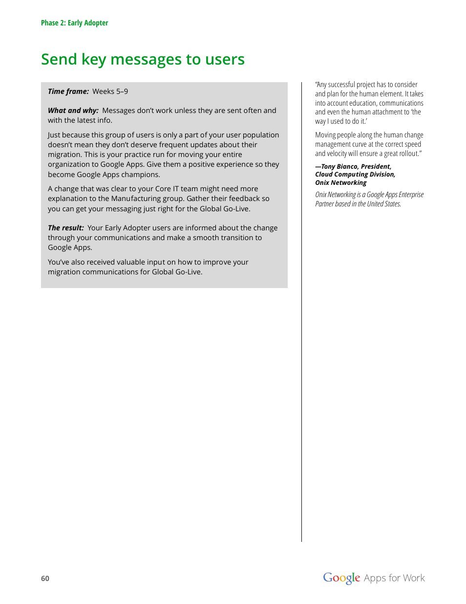 Send key messages to users | Google Apps for Work User Manual | Page 60 / 120
