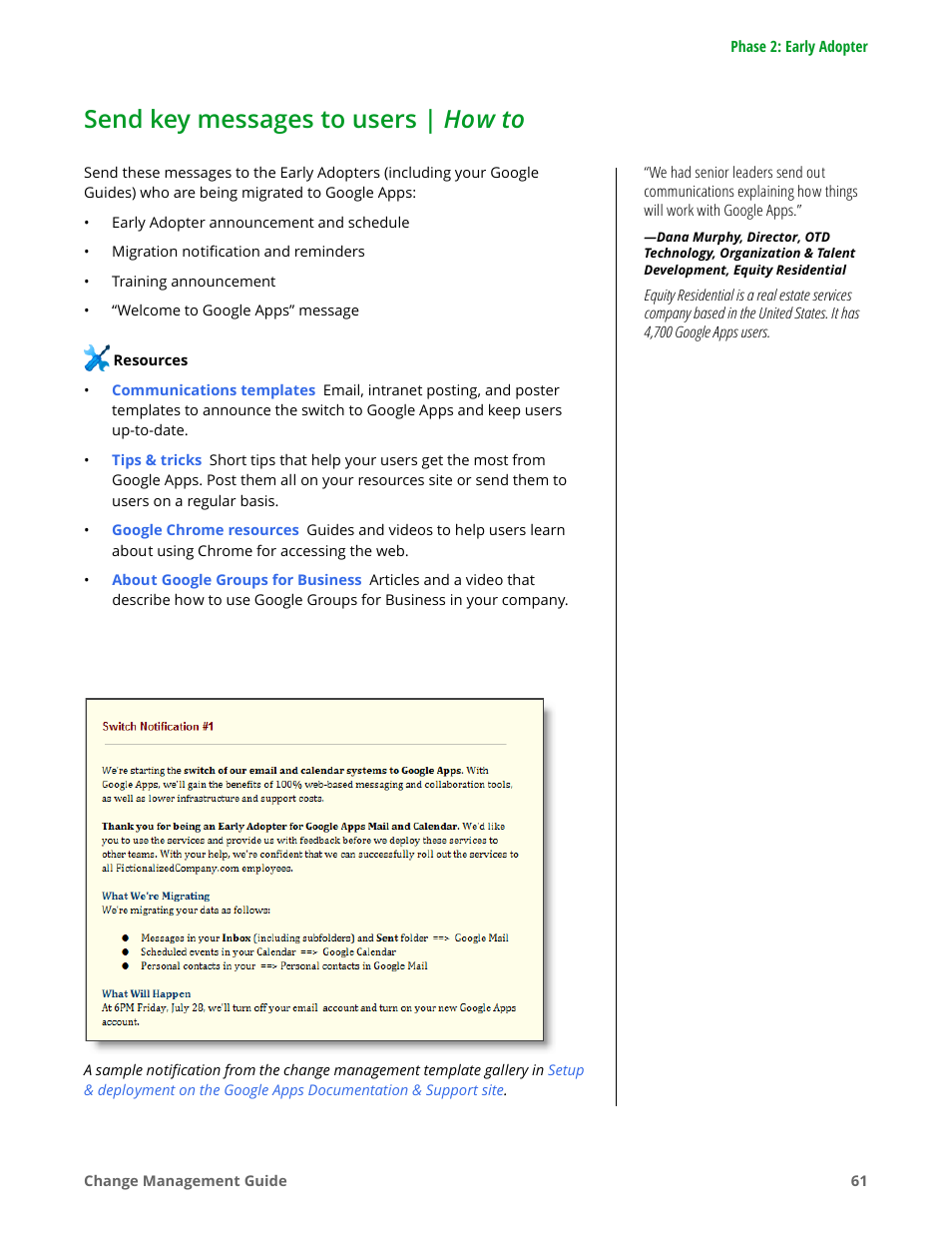 Send key messages to users | how to | Google Apps for Work User Manual | Page 61 / 120