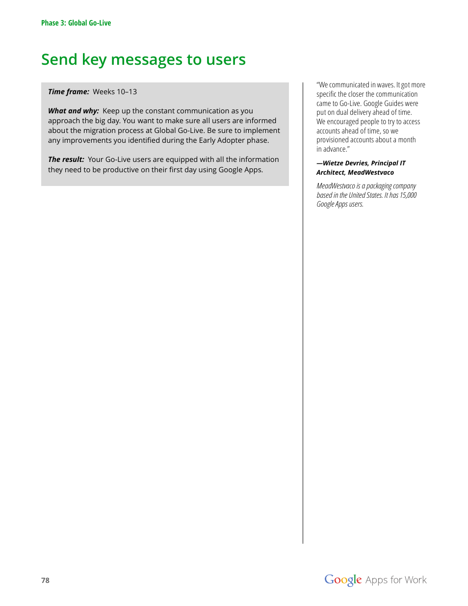 Send key messages to users | Google Apps for Work User Manual | Page 78 / 120
