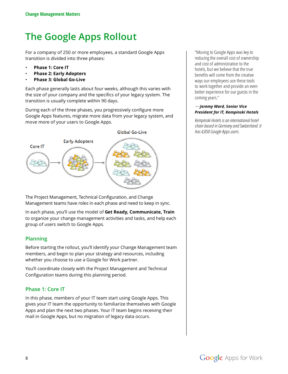 The google apps rollout | Google Apps for Work User Manual | Page 8 / 120