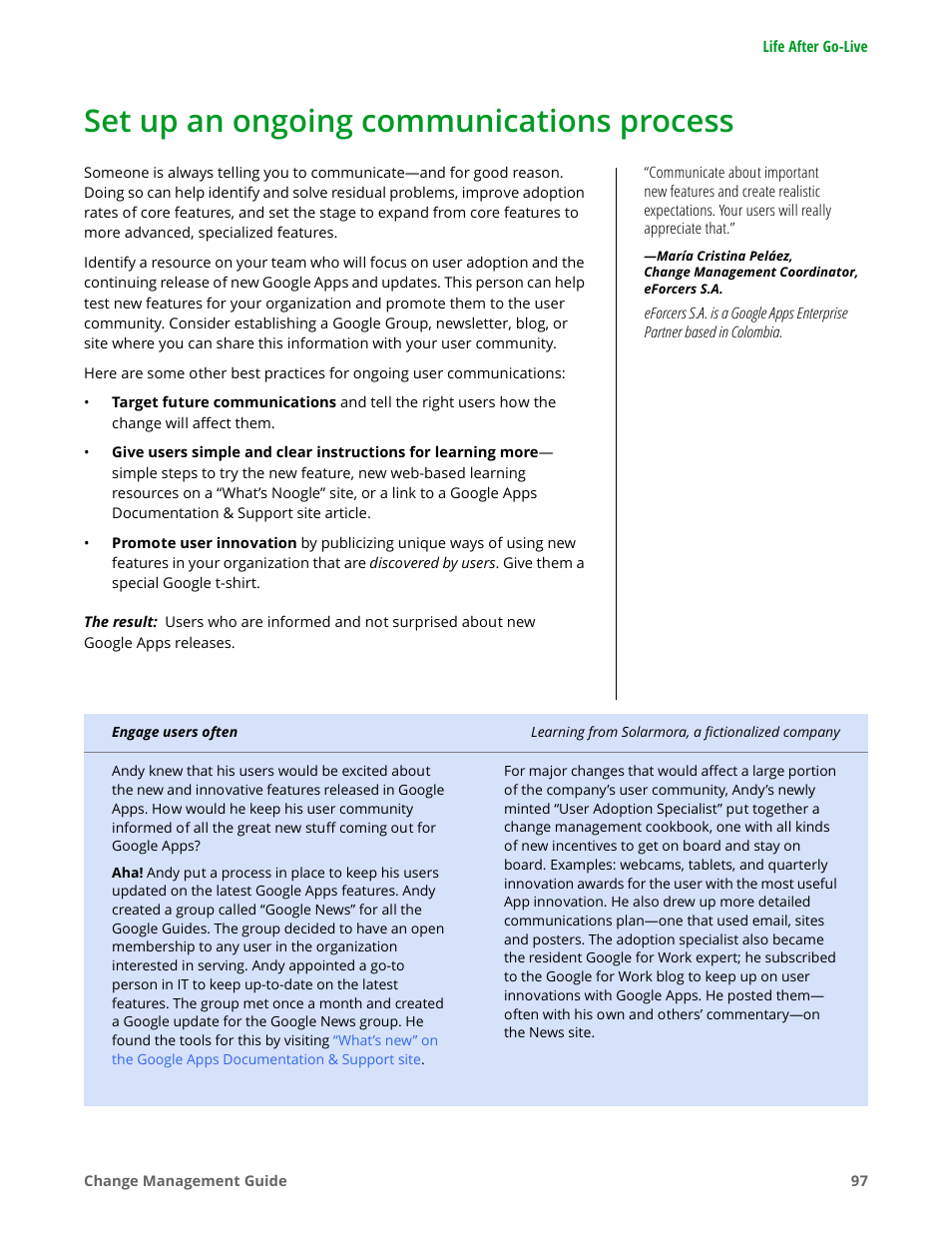 Set up an ongoing communications process | Google Apps for Work User Manual | Page 97 / 120