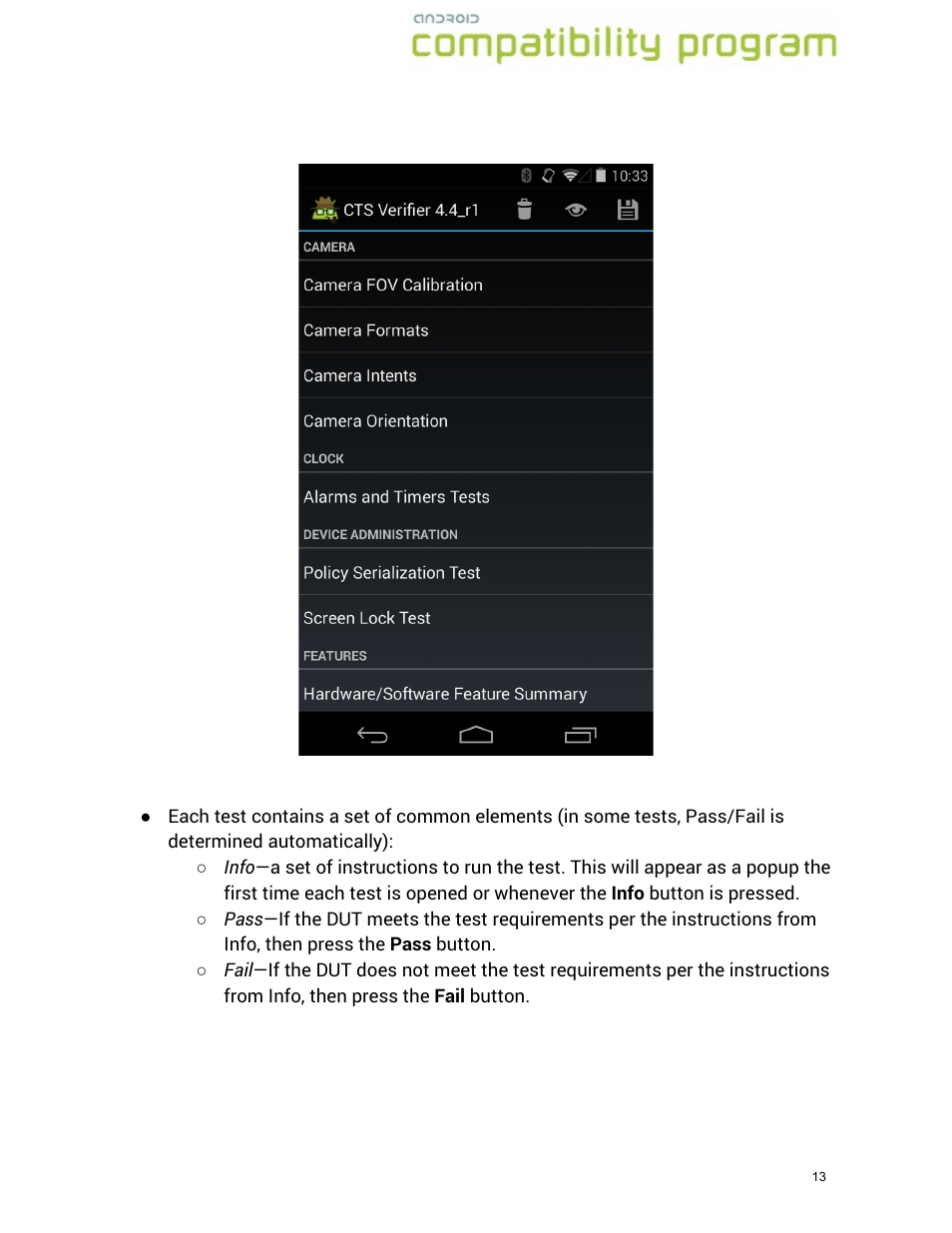 Google Compatibility Test Suite (CTS) User Manual User Manual | Page 13 / 21