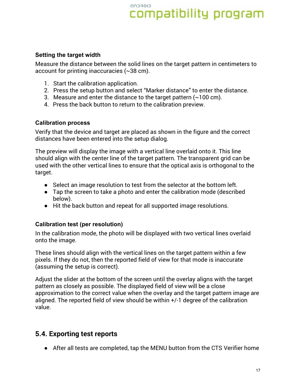 Exporting test reports | Google Compatibility Test Suite (CTS) User Manual User Manual | Page 17 / 21