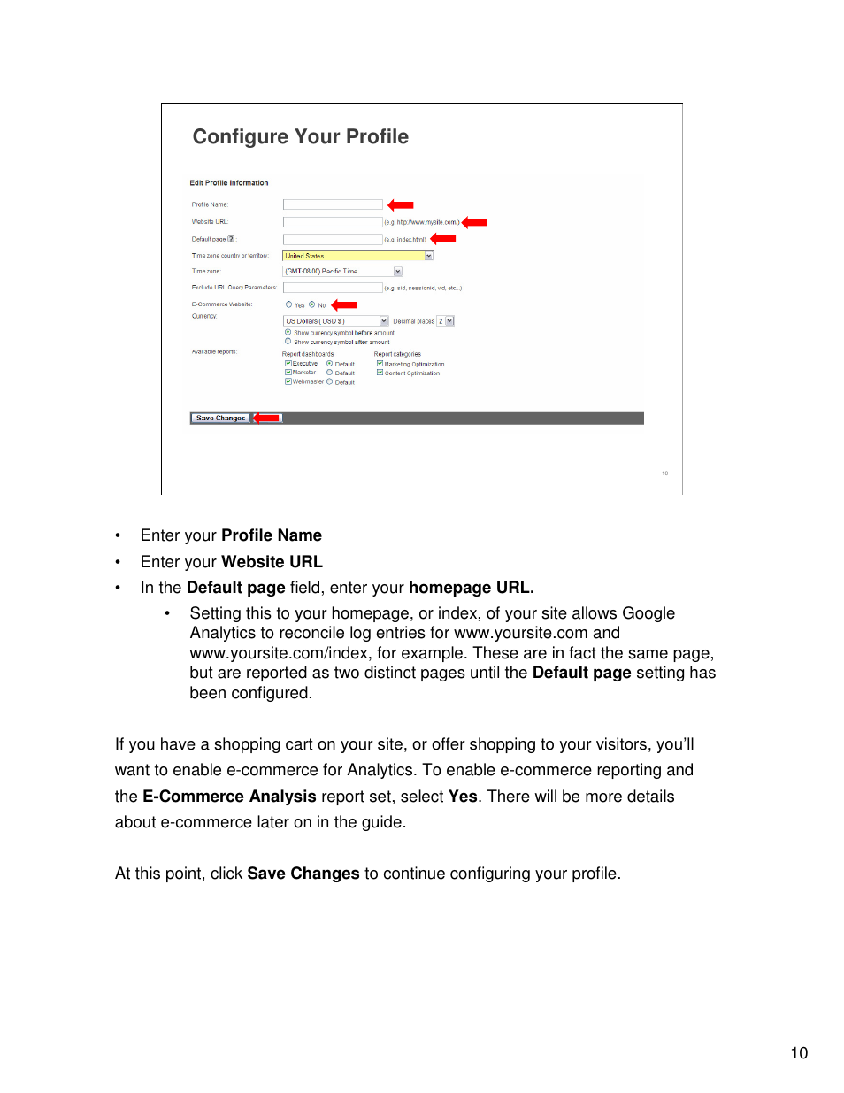 Configure your profile | Google Analytics Guide User Manual | Page 10 / 48