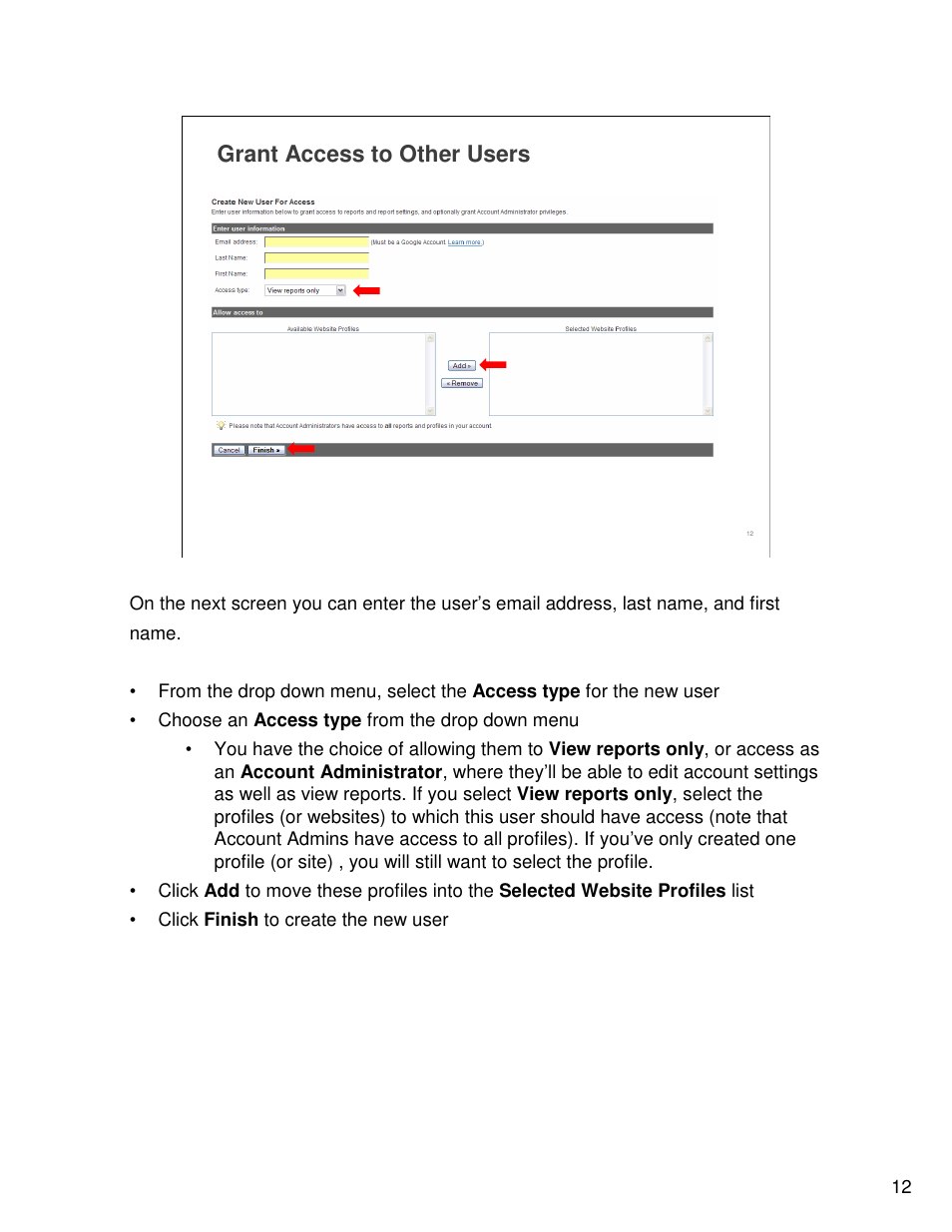 Grant access to other users | Google Analytics Guide User Manual | Page 12 / 48