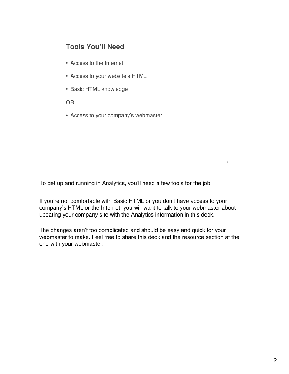 Tools you’ll need | Google Analytics Guide User Manual | Page 2 / 48