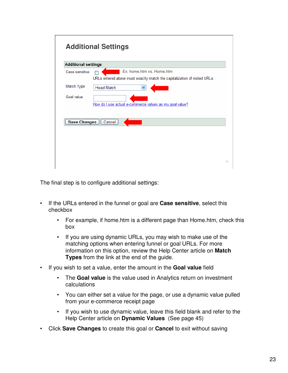 Additional settings | Google Analytics Guide User Manual | Page 23 / 48