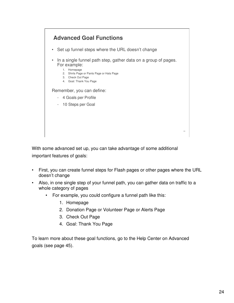 Advanced goal functions | Google Analytics Guide User Manual | Page 24 / 48