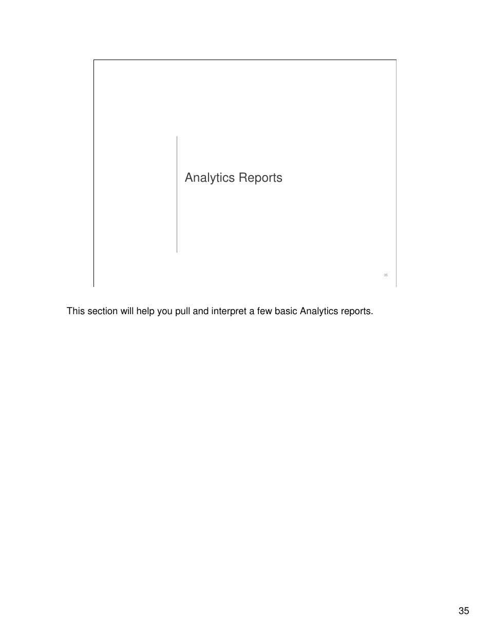 Analytics reports | Google Analytics Guide User Manual | Page 35 / 48