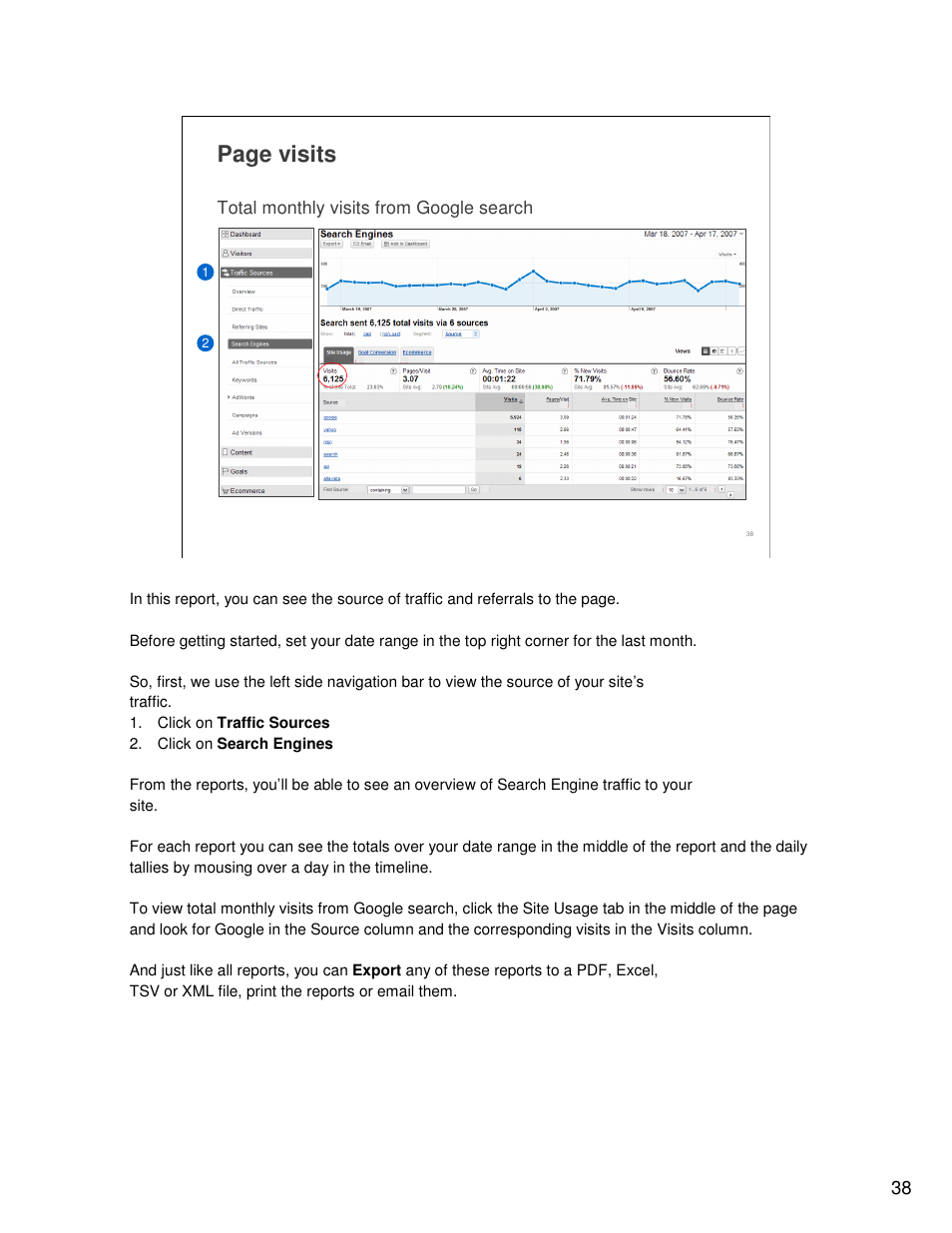 Page visits | Google Analytics Guide User Manual | Page 38 / 48