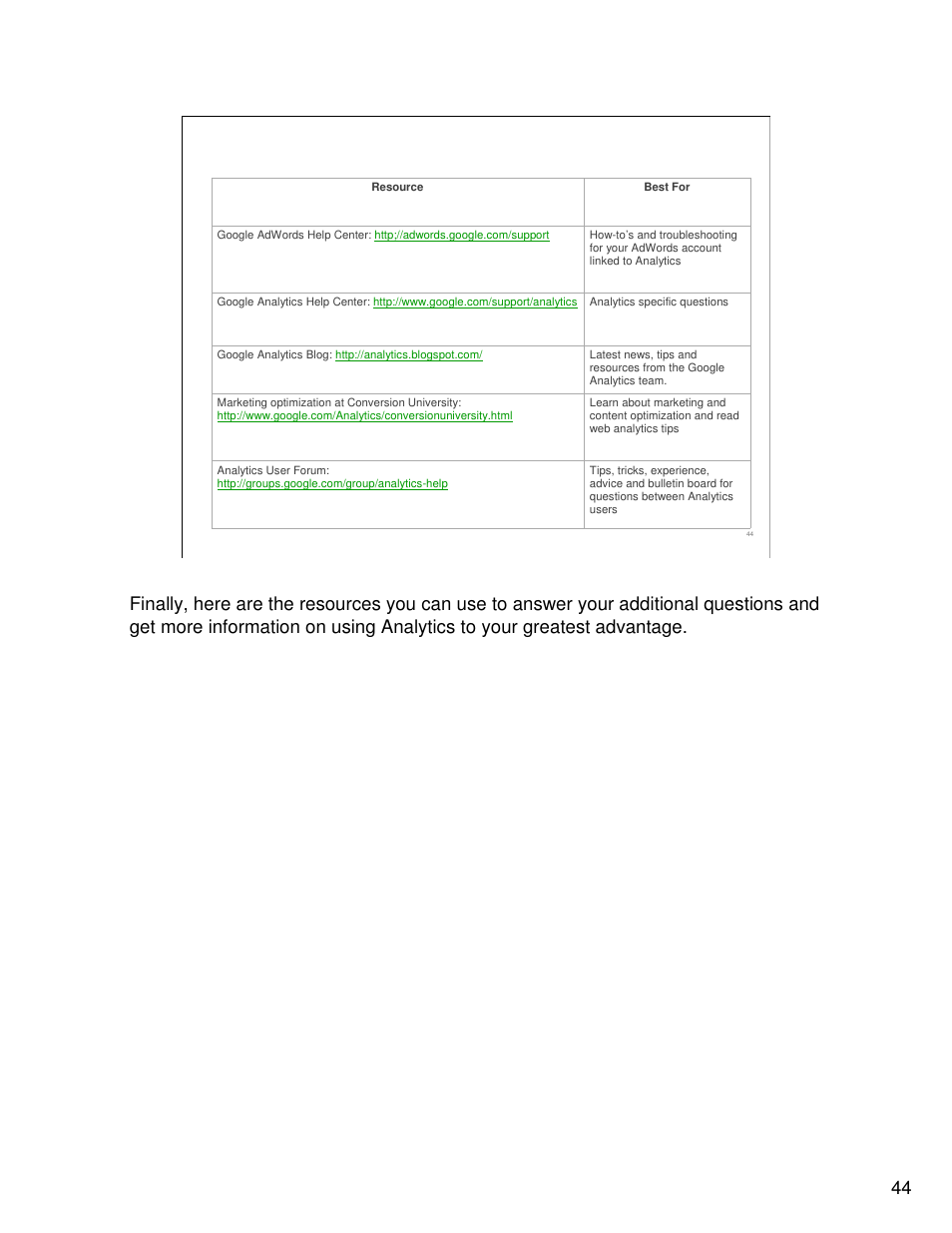 Google Analytics Guide User Manual | Page 44 / 48