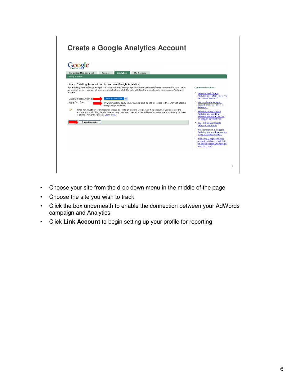 Create a google analytics account | Google Analytics Guide User Manual | Page 6 / 48