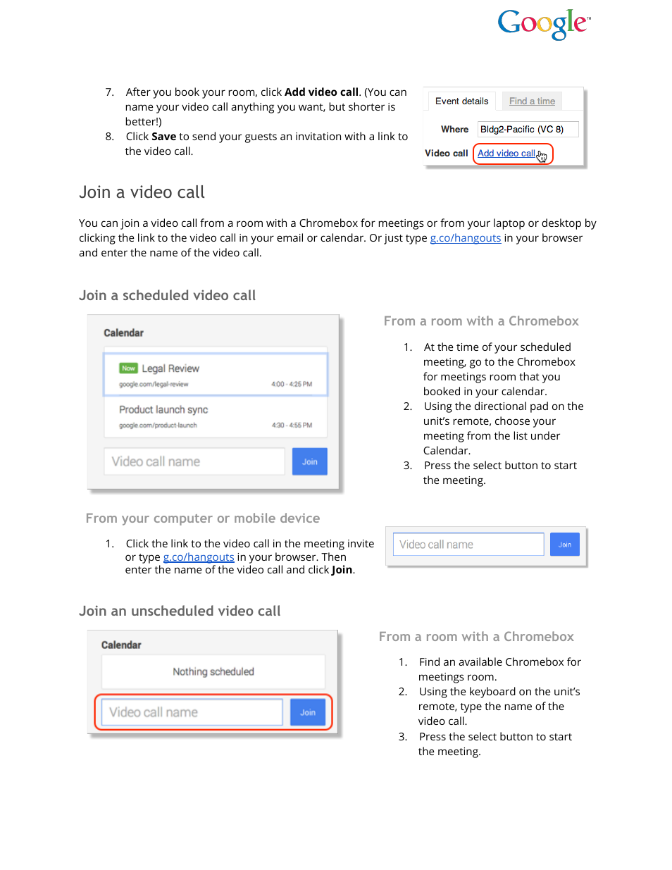 Join a video call | Google Chromebox for meetings Quick Guide User Manual | Page 2 / 4