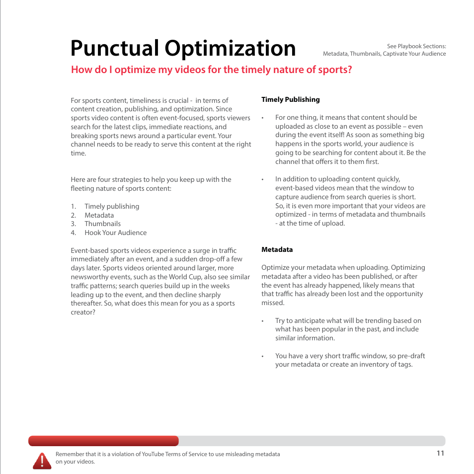 Punctual optimization | Google YouTube Creator Playbook Guide Sports User Manual | Page 11 / 39