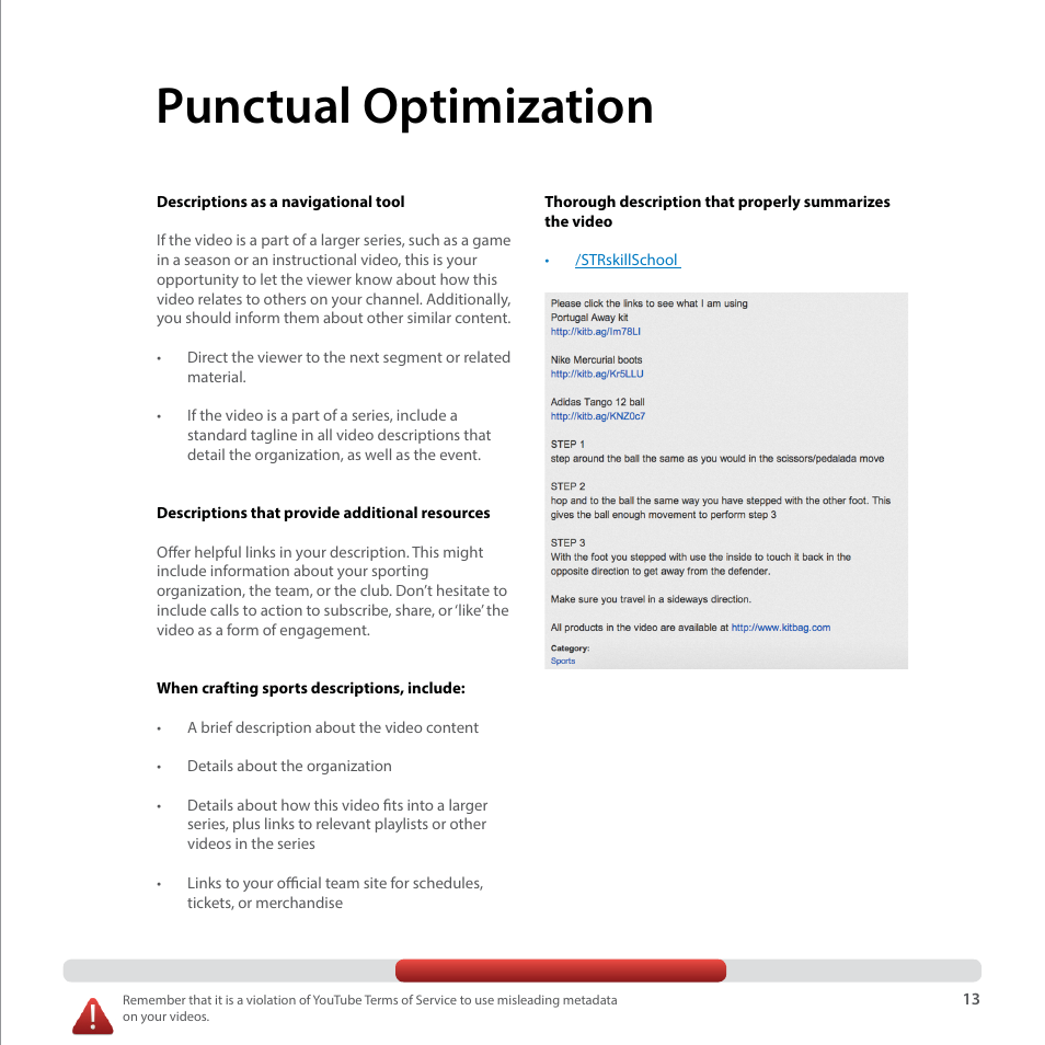 Punctual optimization | Google YouTube Creator Playbook Guide Sports User Manual | Page 13 / 39