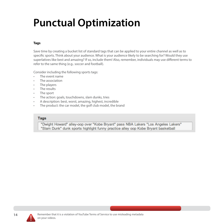 Punctual optimization | Google YouTube Creator Playbook Guide Sports User Manual | Page 14 / 39