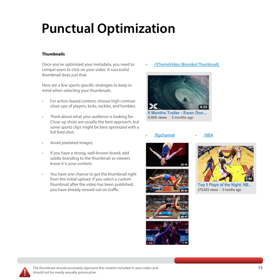 Punctual optimization | Google YouTube Creator Playbook Guide Sports User Manual | Page 15 / 39