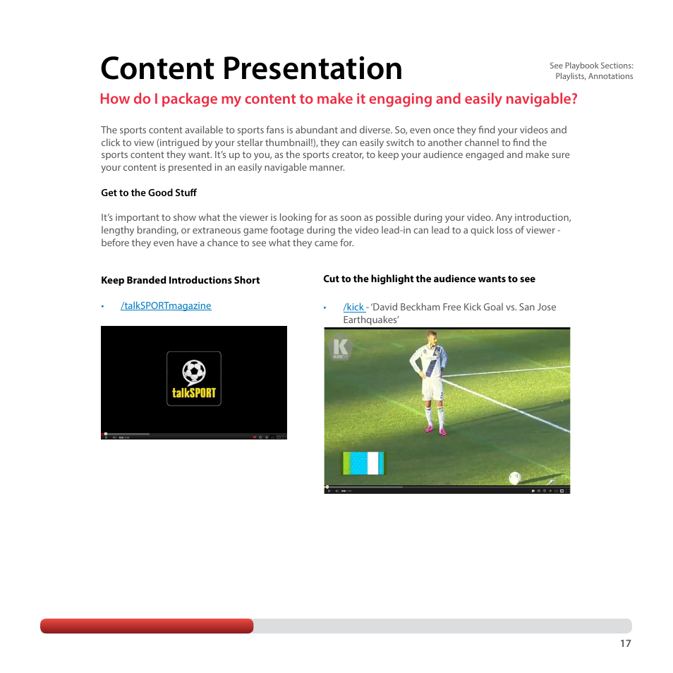 Content presentation | Google YouTube Creator Playbook Guide Sports User Manual | Page 17 / 39