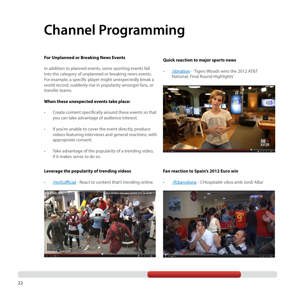 Channel programming | Google YouTube Creator Playbook Guide Sports User Manual | Page 22 / 39