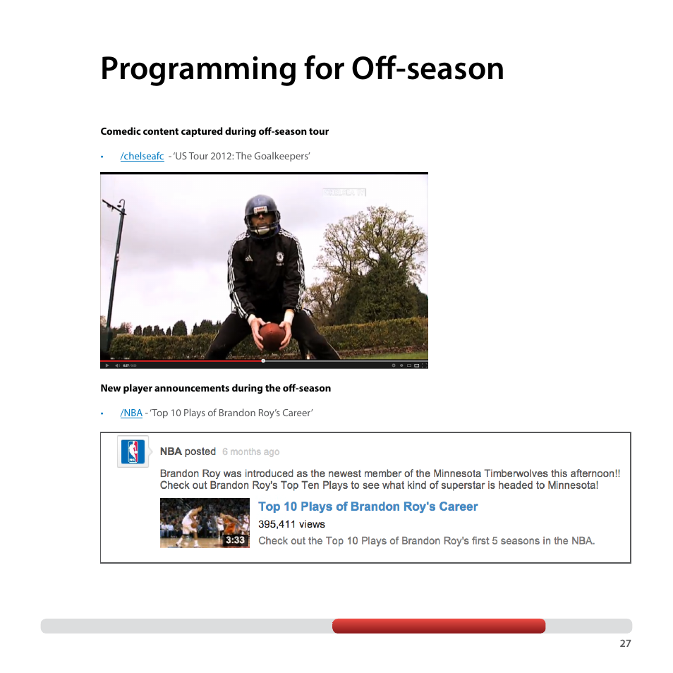 Programming for off-season | Google YouTube Creator Playbook Guide Sports User Manual | Page 27 / 39