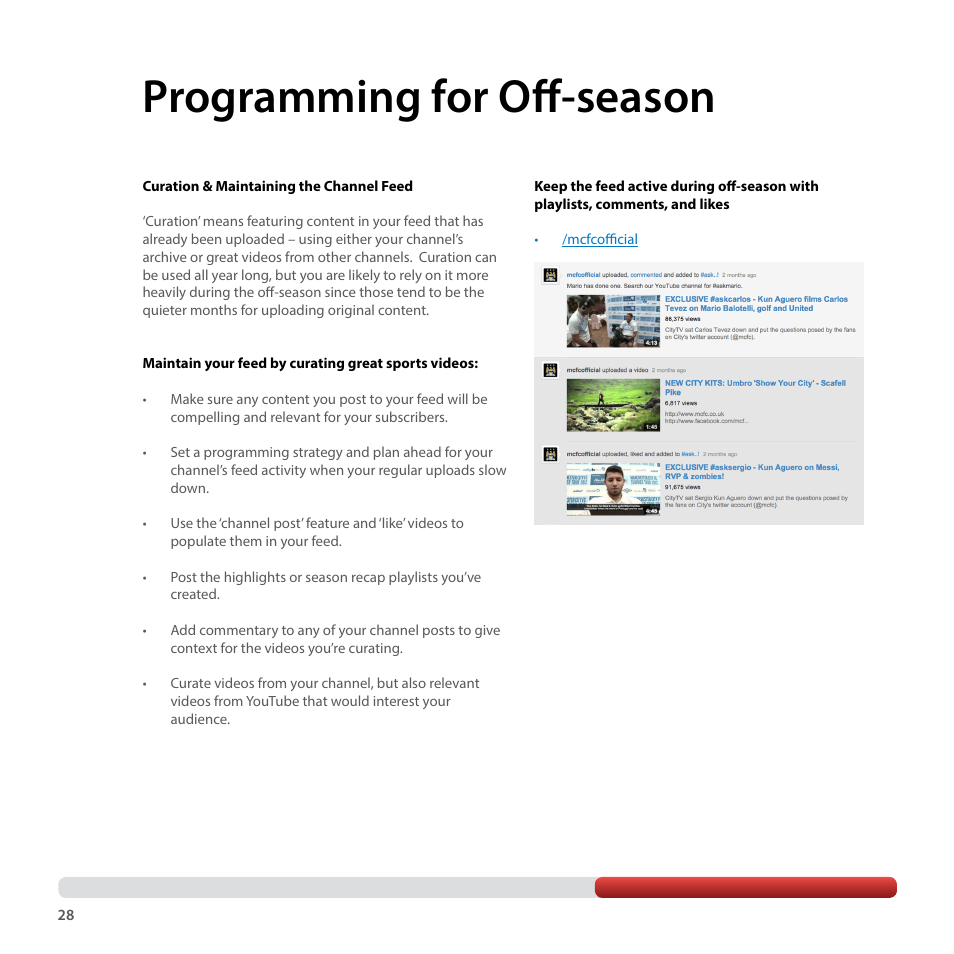 Programming for off-season | Google YouTube Creator Playbook Guide Sports User Manual | Page 28 / 39