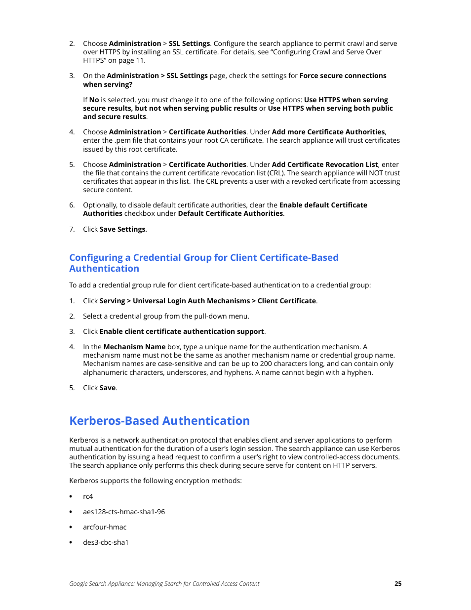 Kerberos-based authentication | Google Search Appliance Managing Search for Controlled-Access Content User Manual | Page 25 / 85