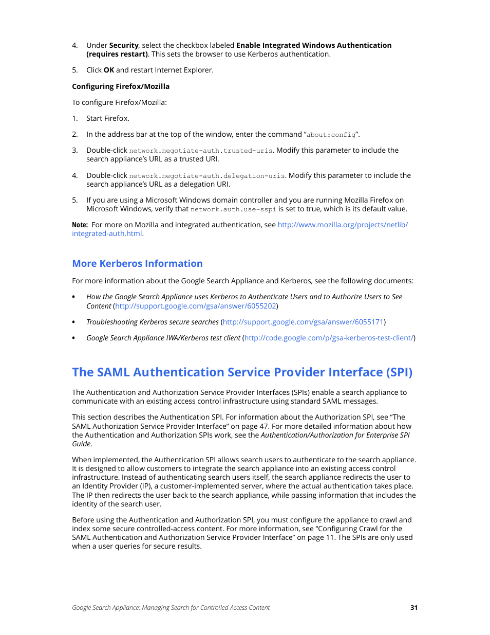 More kerberos information | Google Search Appliance Managing Search for Controlled-Access Content User Manual | Page 31 / 85