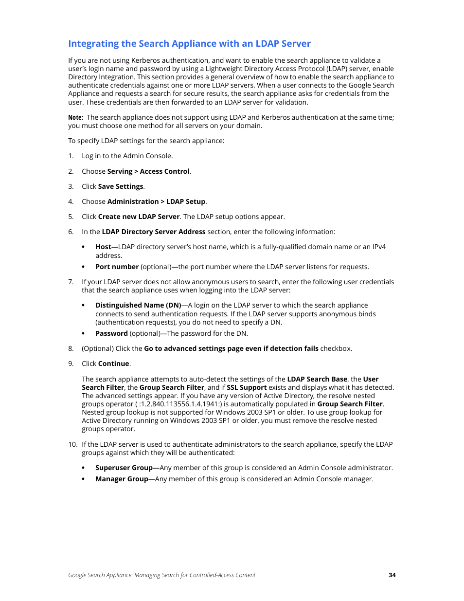 Google Search Appliance Managing Search for Controlled-Access Content User Manual | Page 34 / 85