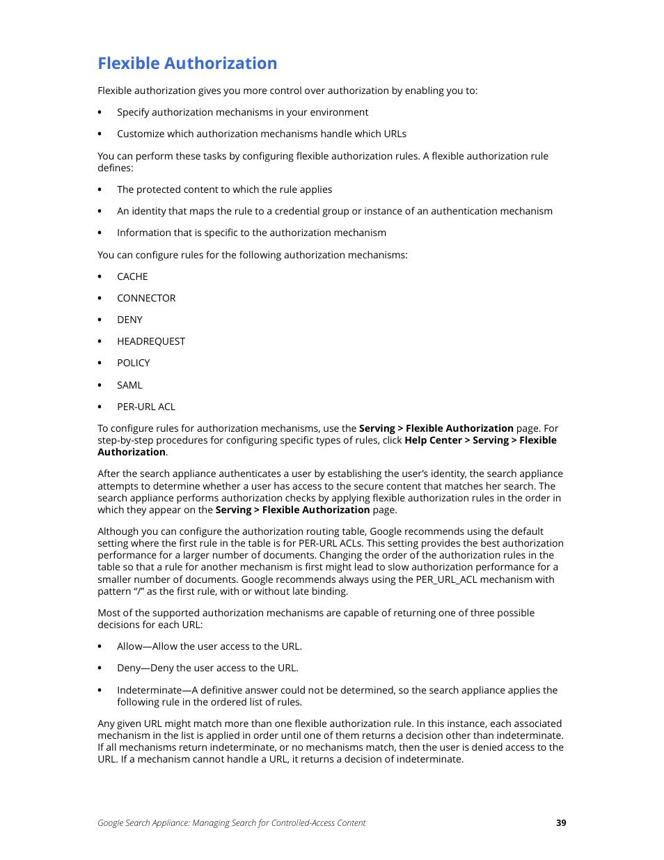 Flexible authorization | Google Search Appliance Managing Search for Controlled-Access Content User Manual | Page 39 / 85