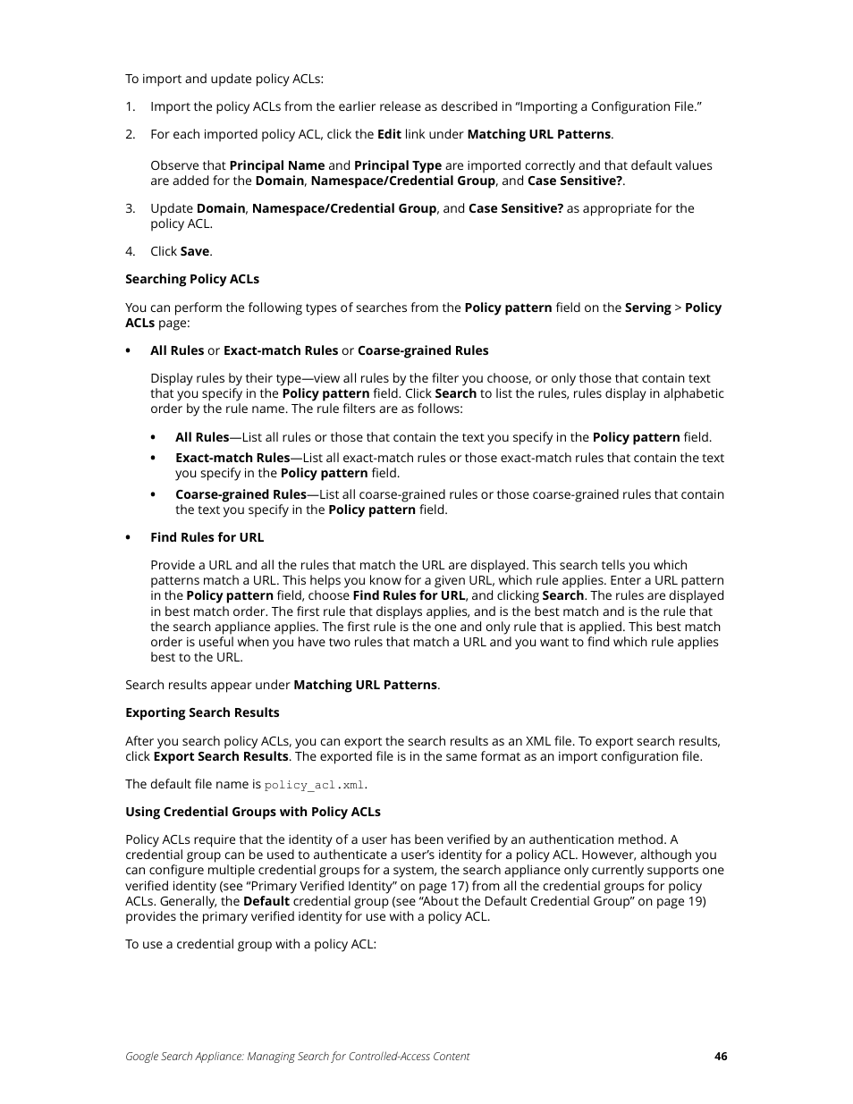 Google Search Appliance Managing Search for Controlled-Access Content User Manual | Page 46 / 85