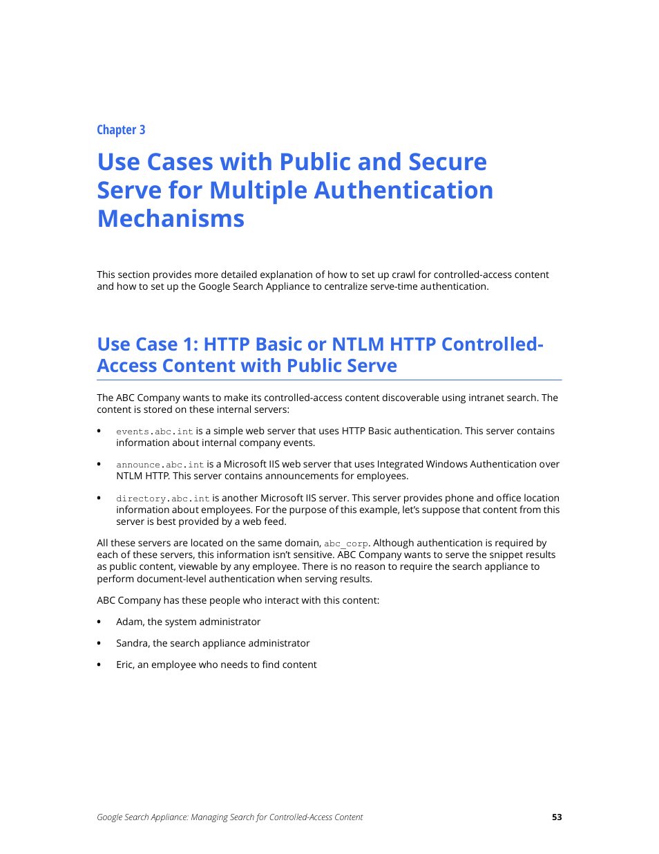Chapter 3 | Google Search Appliance Managing Search for Controlled-Access Content User Manual | Page 53 / 85