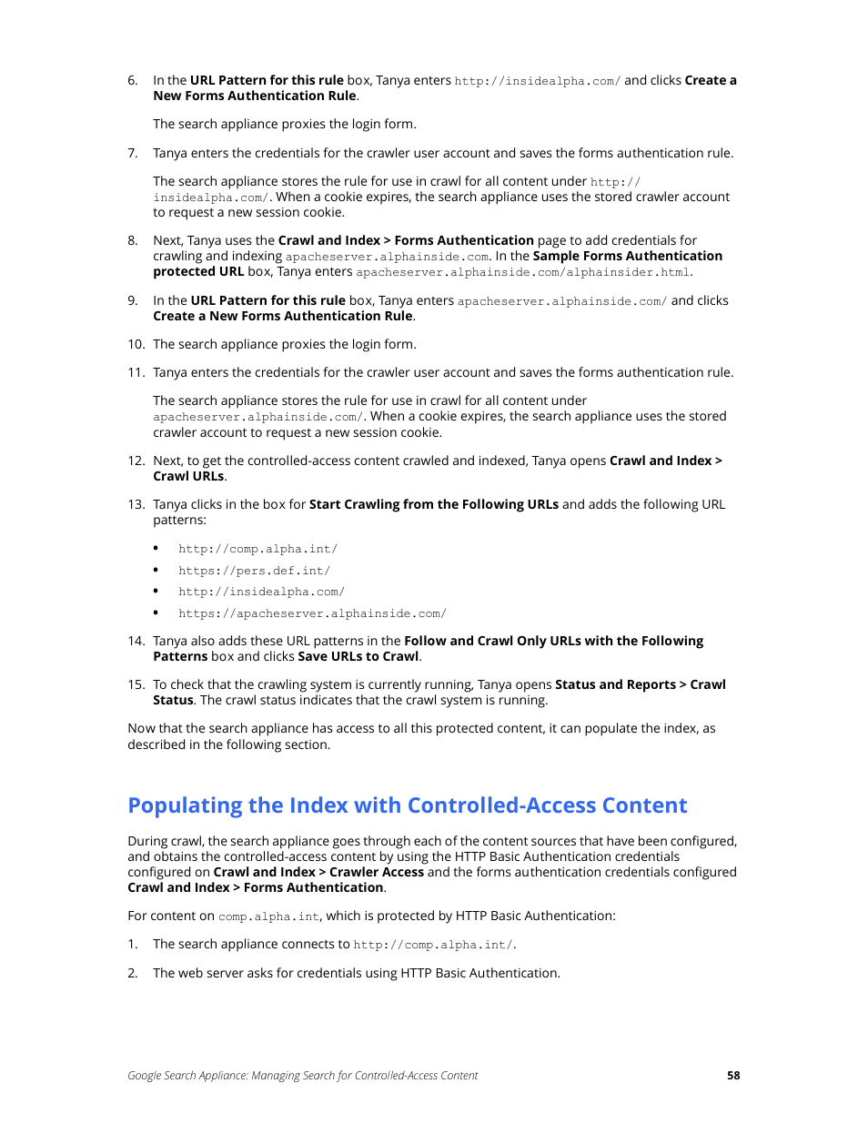 Google Search Appliance Managing Search for Controlled-Access Content User Manual | Page 58 / 85