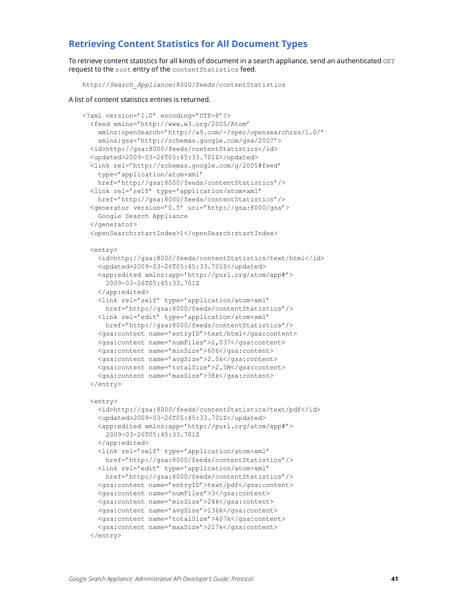 Google Search Appliance Administrative API Developers Guide: Protocol User Manual | Page 41 / 77