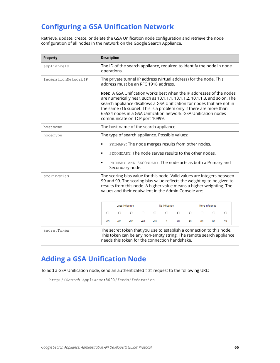 Configuring a gsa unification network, Adding a gsa unification node | Google Search Appliance Administrative API Developers Guide: Protocol User Manual | Page 66 / 77