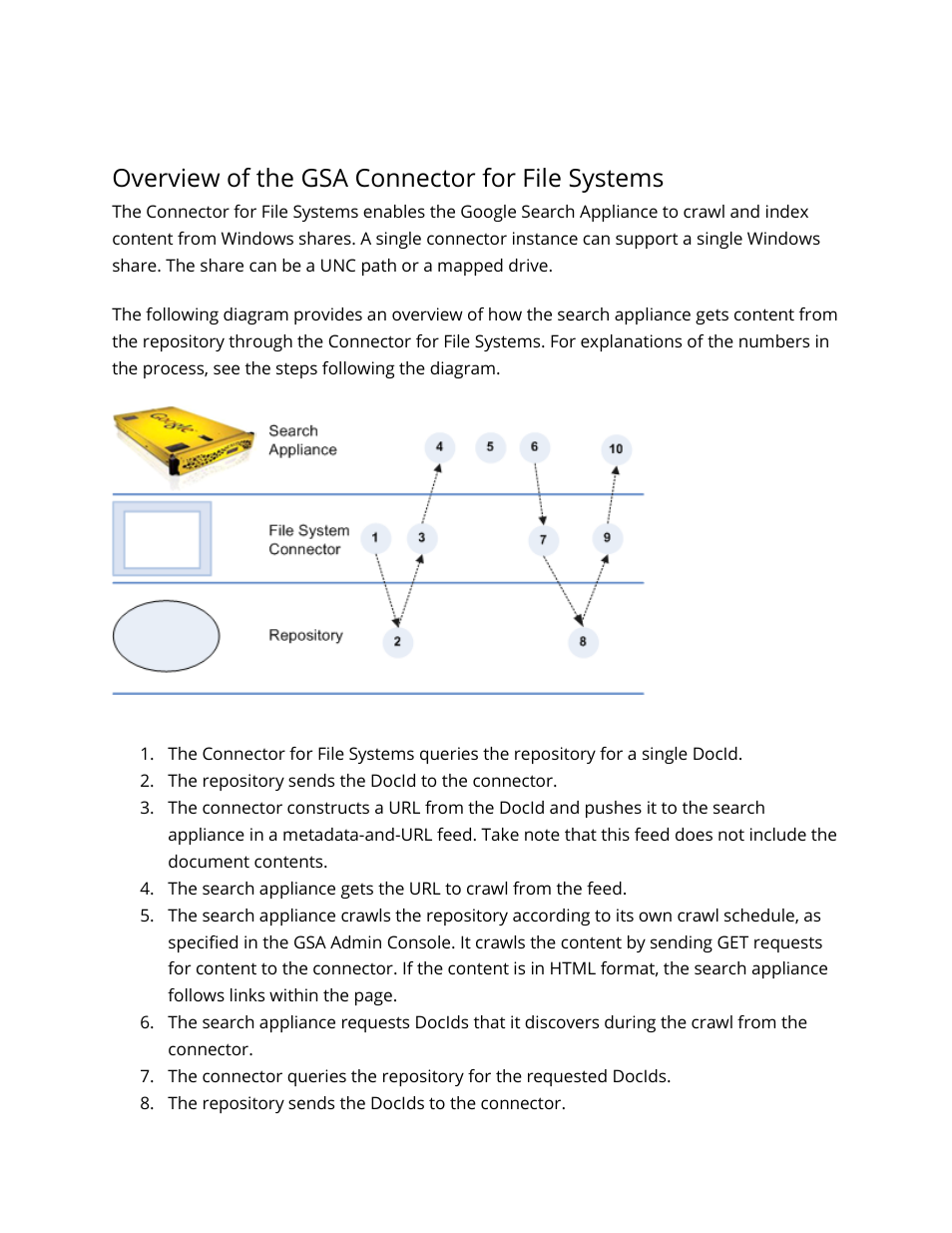 Overview of the gsa connector for file systems | Google Search Appliance Connectors Deploying the Connector for File Systems User Manual | Page 4 / 13