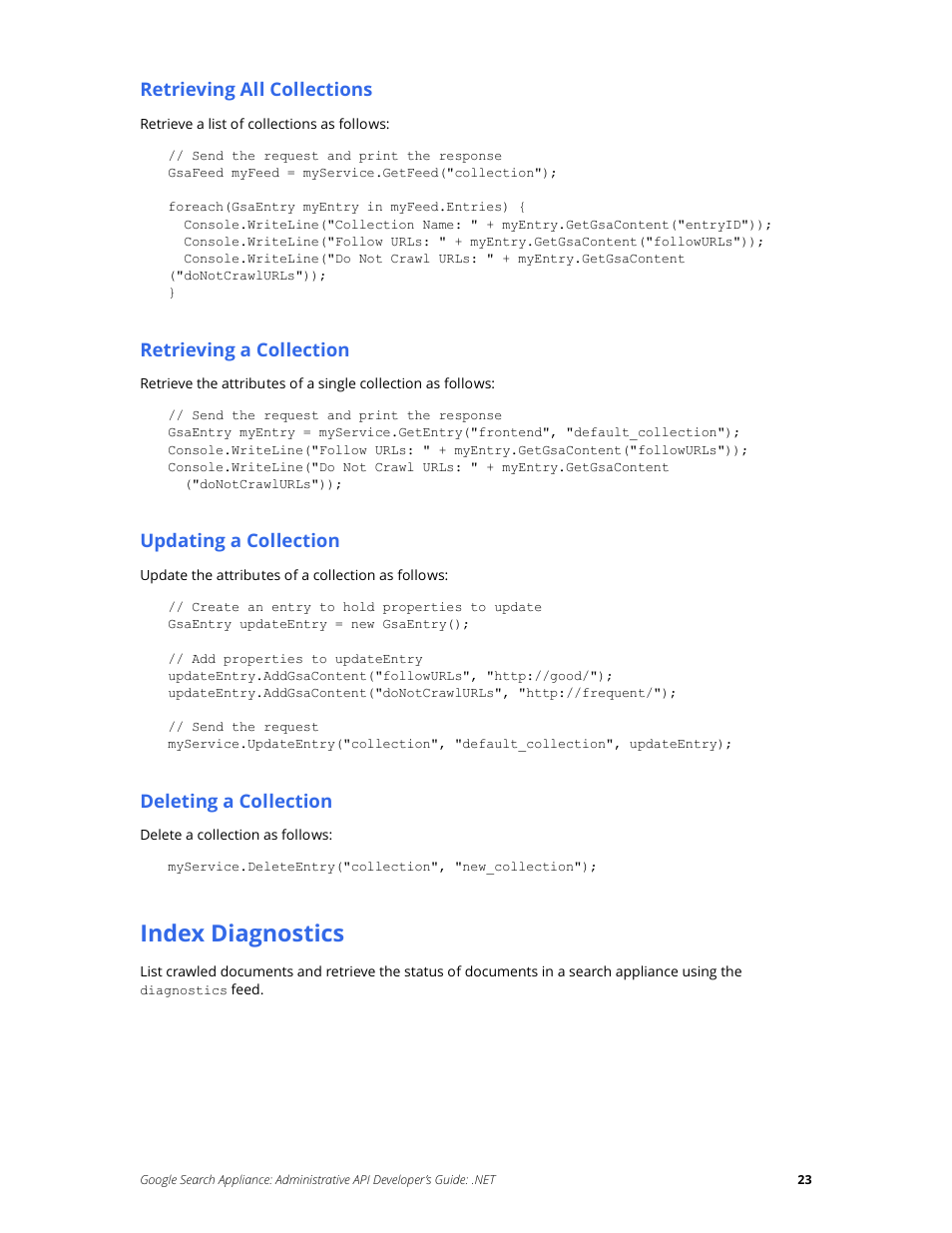 Index diagnostics | Google Search Appliance Administrative API Developers Guide: .NET User Manual | Page 23 / 55