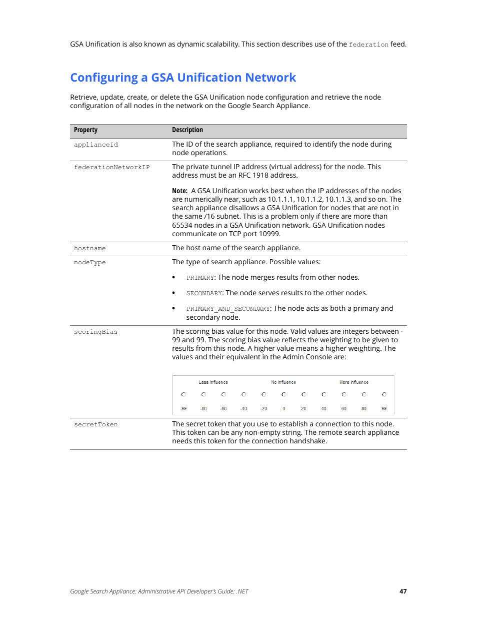 Configuring a gsa unification network | Google Search Appliance Administrative API Developers Guide: .NET User Manual | Page 47 / 55