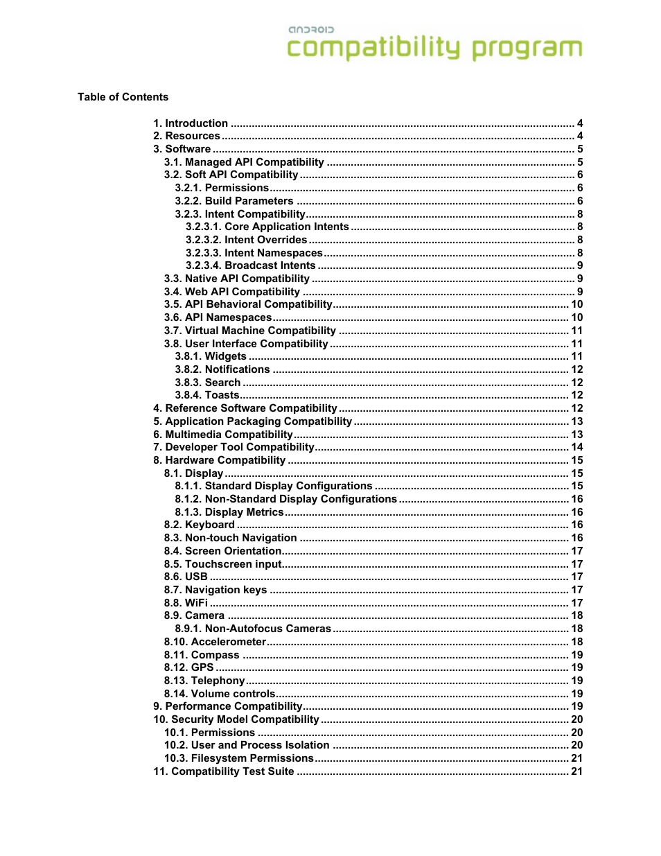 Google Android Compatibility Definition: Android 1.6 User Manual | Page 2 / 31