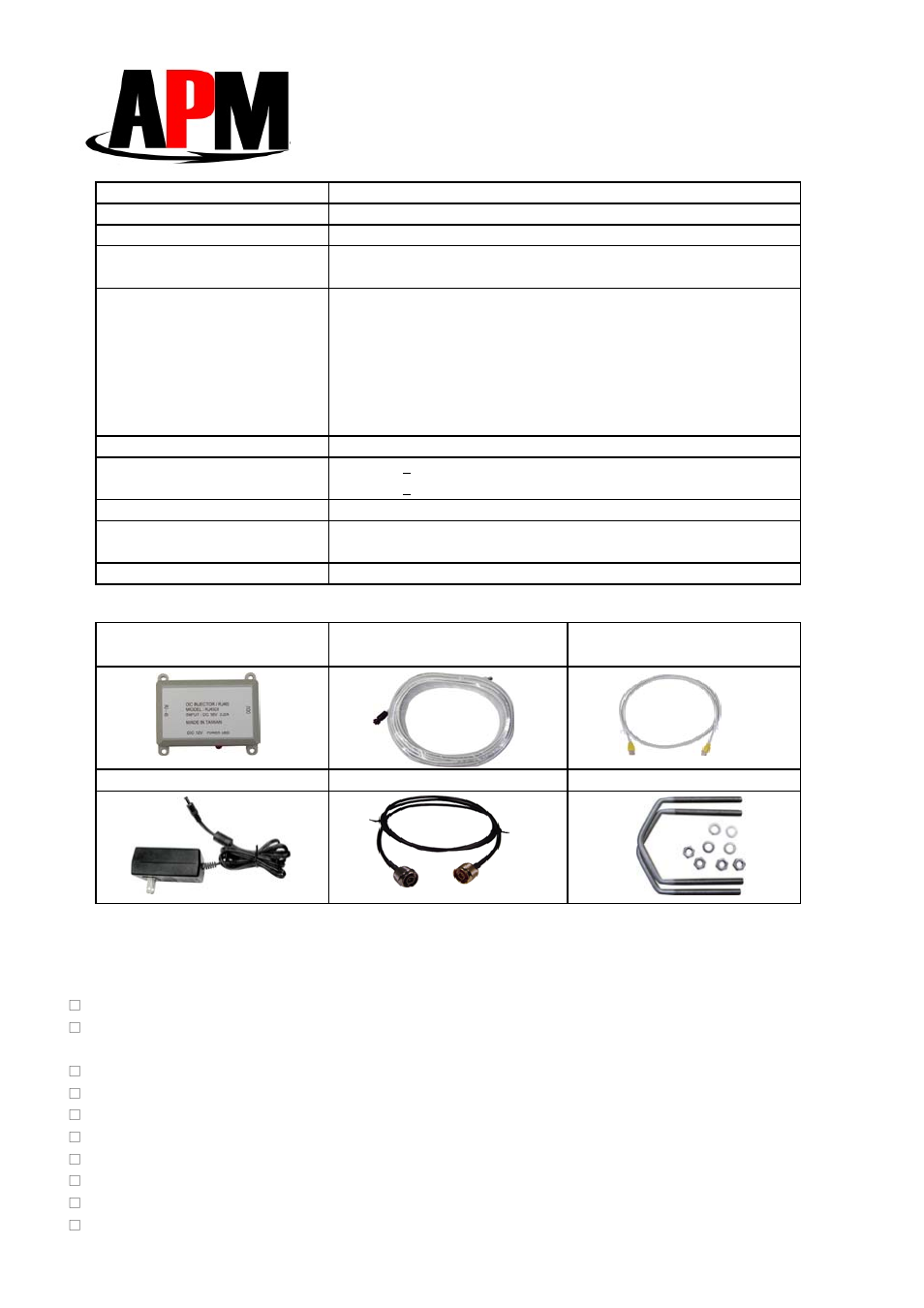 Apm co., ltd, Standard accessories, Video server functional description features | APM Aline-24005g V User Manual | Page 2 / 3