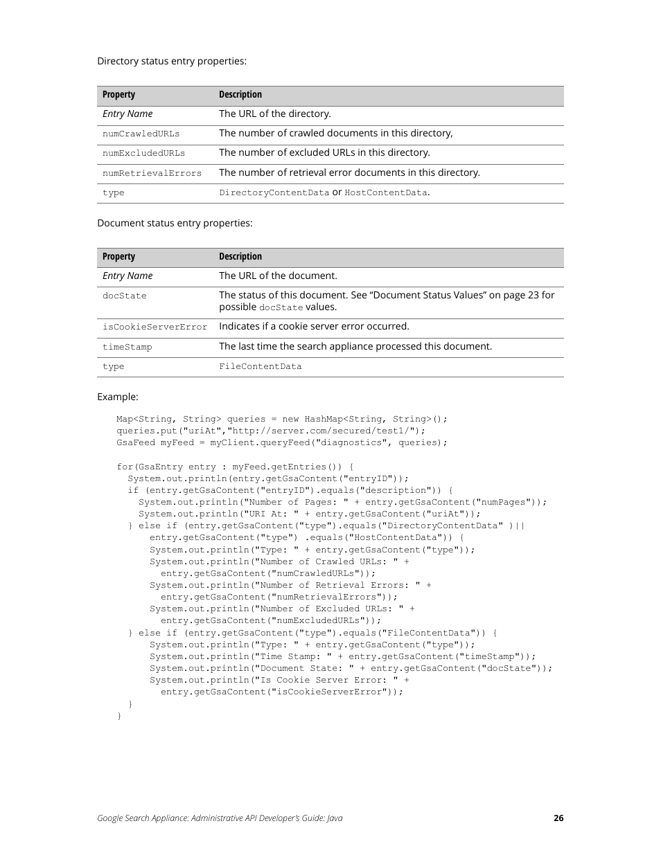Google Search Appliance Administrative API Developers Guide: Java User Manual | Page 26 / 56